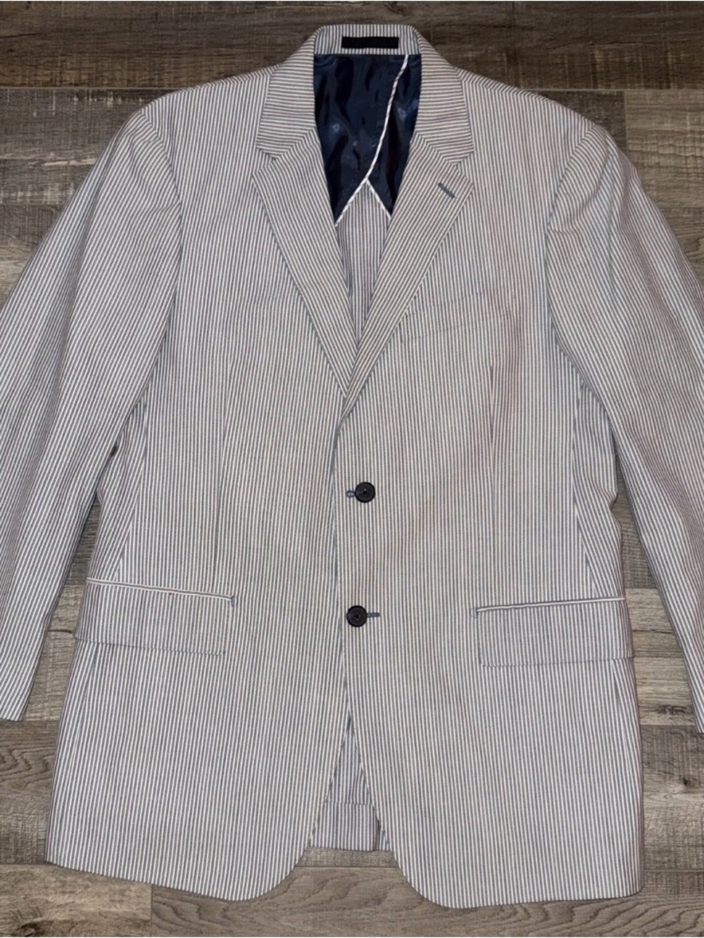 Paul Betenly Men's Navy & White Striped Blazer 40R Lanifico